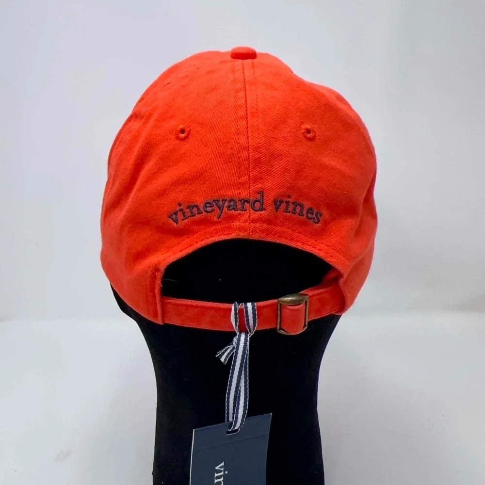 NEW Vineyard Vines Hat Cap Strap Back Dad Orange Blue Whale Preppy Baseball